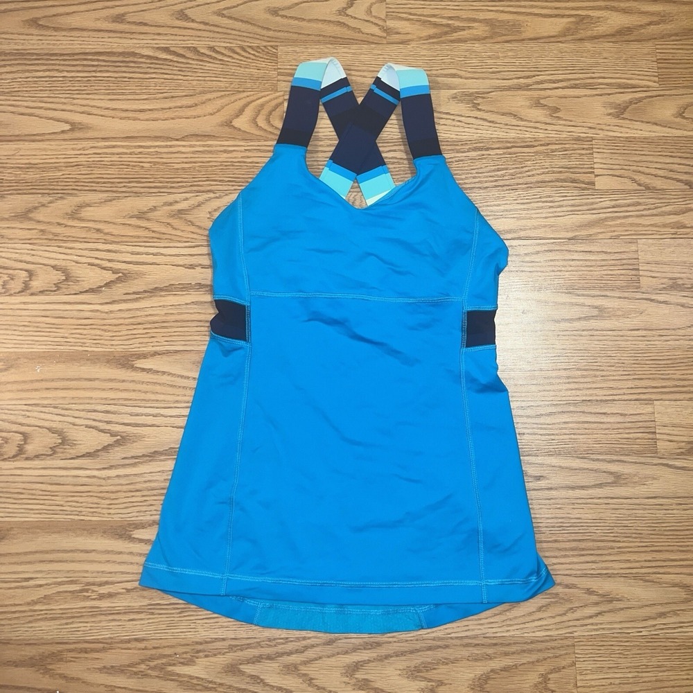 Lululemon‎ Aquamarine Blue Teal PUSH YOUR LIMITS Yoga Tank Women's Size 6